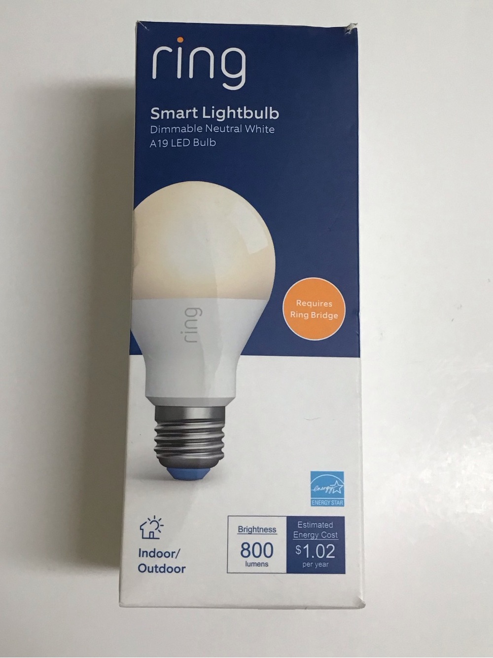 Ring Smart Lightbulb A19 LED Bulb Dimmable White 800 Lumens*Requires Bridge*